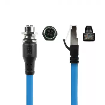 ACT Industrial 3,00 Meter Sensorkabel M12X 8-polig Buchse Chassis auf RJ45, Superflex SF/UTP TPE Kabel, geschirmt