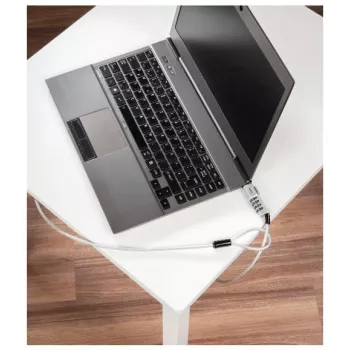 Hama Nano Laptop-Zahlenschloss, 4-stellig, Kohlenstoffstahl, Silber