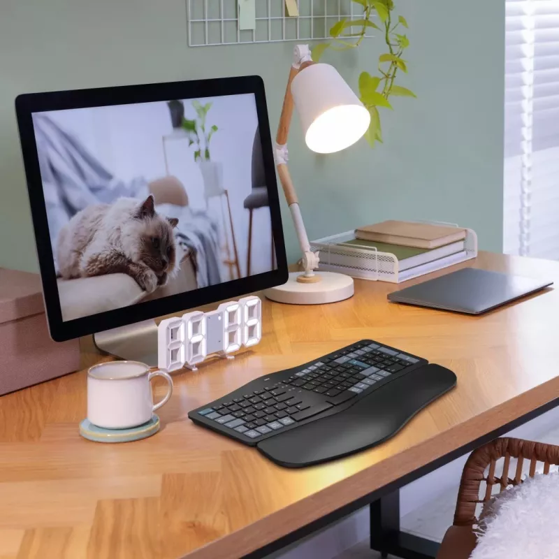Hama WK-900 Ergo Multi-Device-Tastatur, kabellos, geteilt, LED, QWERTZ, Schwarz