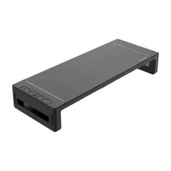 Monitorständer EQUIP ergonomischer Monitorständer mit USB (USB-A x4, USB-C x1), freistehend, 25 kg, schwarz