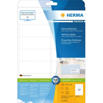Adressetiketten Premium HERMA 5076 A4 99,1x38,1 mm