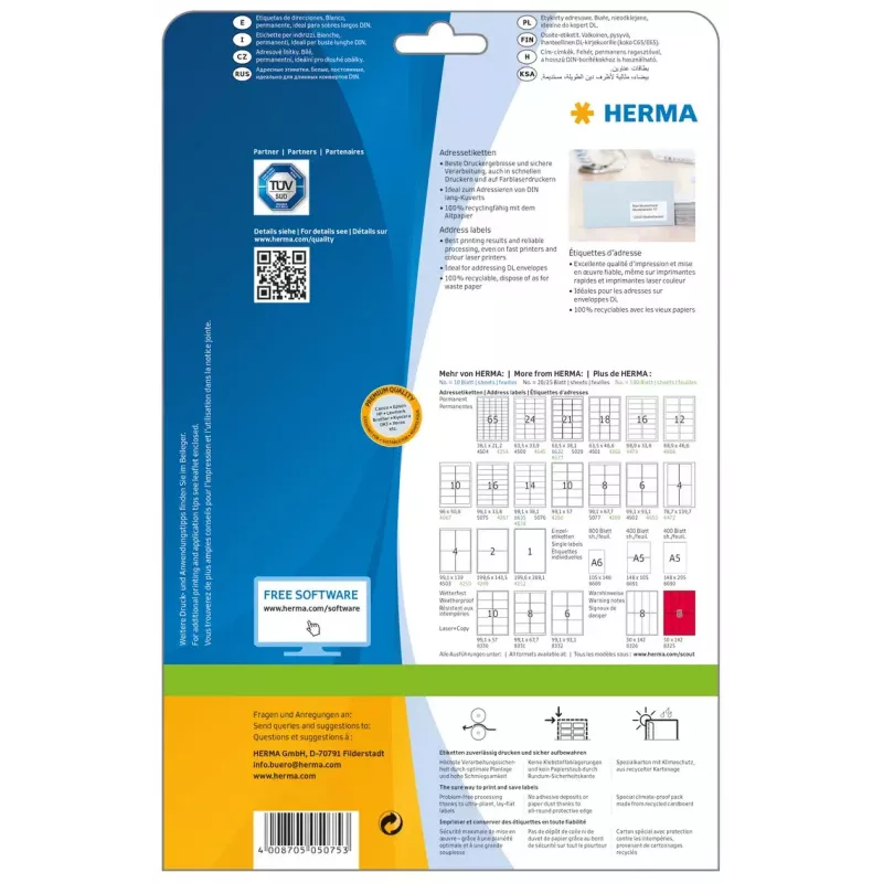 Adressetiketten Premium HERMA A4 99,1x33,8 mm 400 Stk.