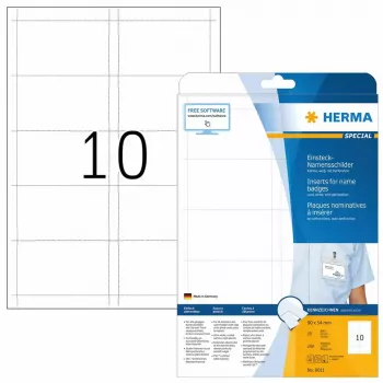 Namensschild-Einlagen HERMA A4 90x54 mm weiß Karton 250 Stück