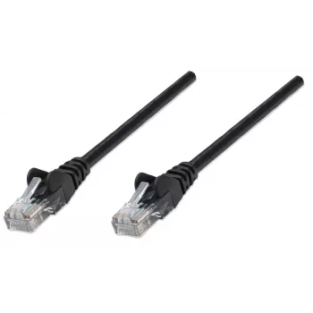 Intellinet Netzwerk-Patchkabel, Cat5e, 0,25 m, Schwarz, CCA, U/UTP, PVC, RJ45, vergoldete Kontakte, rastnasenschutz, Knickschutztülle, lebenslange Garantie