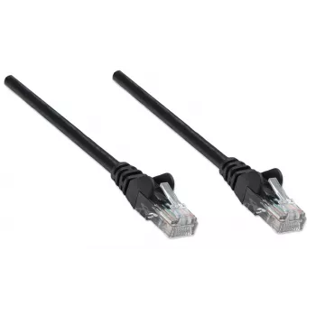 Intellinet Netzwerk-Patchkabel, Cat5e, 0,25 m, Schwarz, CCA, U/UTP, PVC, RJ45, vergoldete Kontakte, rastnasenschutz, Knickschutztülle, lebenslange Garantie