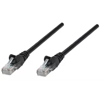 Intellinet Netzwerk-Patchkabel, Cat6, 0,25 m, Schwarz, CCA, U/UTP, PVC, RJ45, vergoldete Kontakte, rastnasenfrei, mit Tüllenschutz, lebenslange Garantie