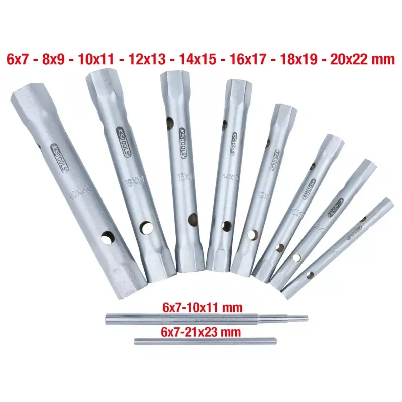 KS Tools Classic 518.0900 Rohrsteckschlüsselsatz, 10 Stk., 6x7-20x22 mm