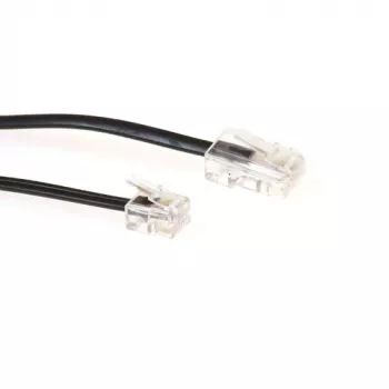 ACT Schwarzes 10-Meter-Flachtelefonkabel mit RJ11- und RJ45-Steckern