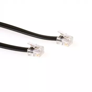 ACT Schwarzes 5-Meter-Flachtelefonkabel mit RJ12-Steckern, 5 m, RJ-12, RJ-12, Male, Male, Schwarz