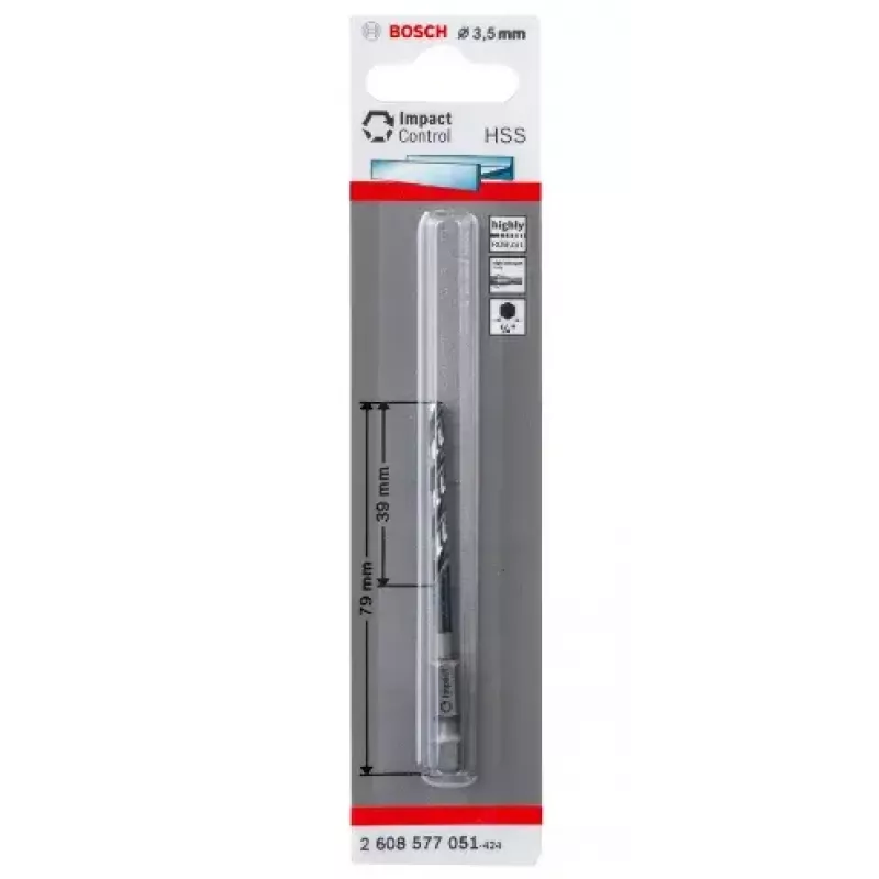 Bosch 2608577051 Metall-Spiralbohrer 3,5 mm, 79 mm Gesamtlänge
