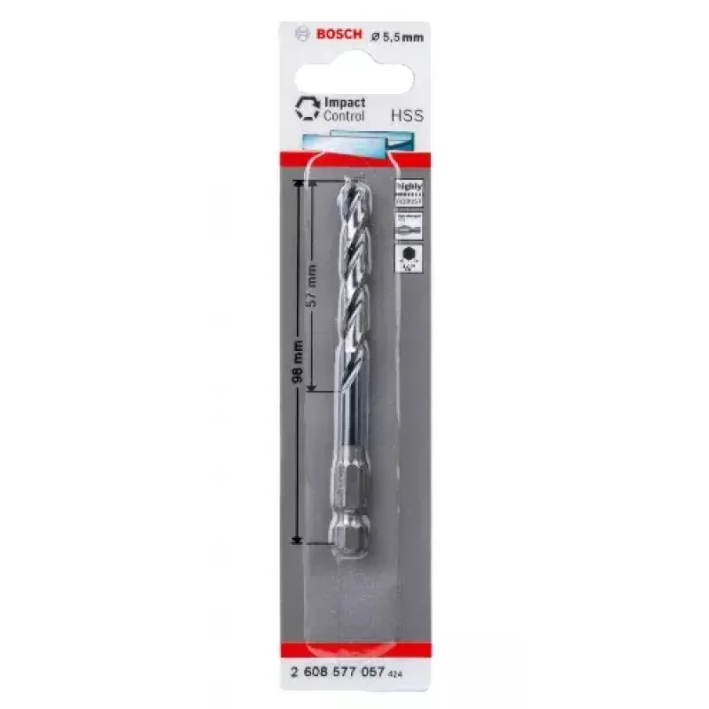 Bosch 2608577057 Metall-Spiralbohrer 5,5 mm, 98 mm Gesamtlänge