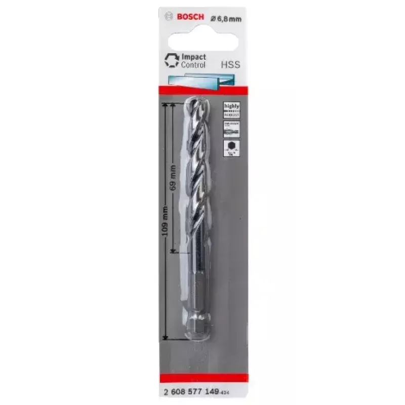 Bosch 2608577149 Metall-Spiralbohrer 6,8 mm, 109 mm Gesamtlänge