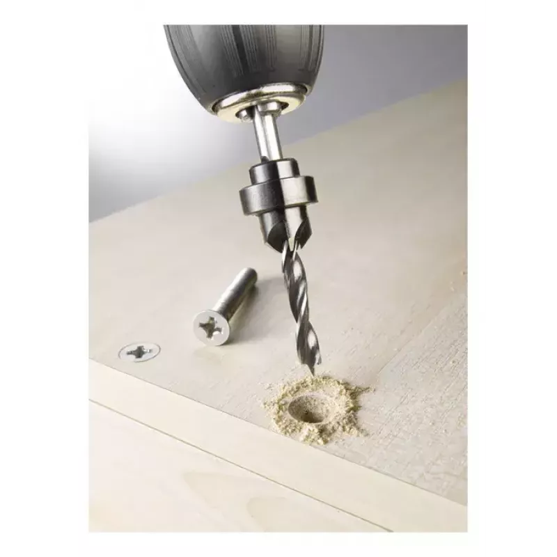 kwb 513103 Holzspiralbohrer mit Aufstecksenker und Tiefenstopp, 3 mm