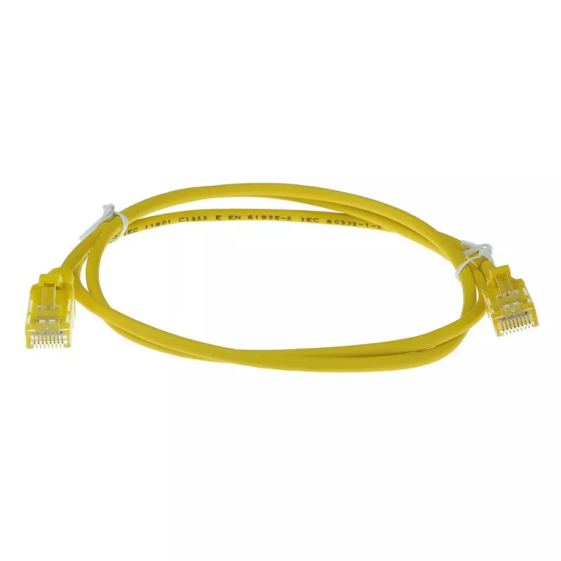 ACT Gelb 10 Meter LSZH U/UTP CAT6 Rechenzentrum Slimline Patchkabel rastnasenfrei mit RJ45-Steckern