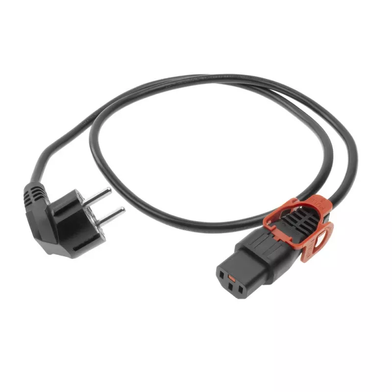 ACT Stromkabel CEE 7/7 Stecker (abgewinkelt) - C13 IEC Lock+ schwarz 1 m, EL341S