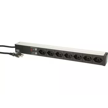 Bachmann 333.0382 19-Zoll-Steckdosenleiste, 7x T23 (CH), Überspannungsschutz, 3 m, Schwarz