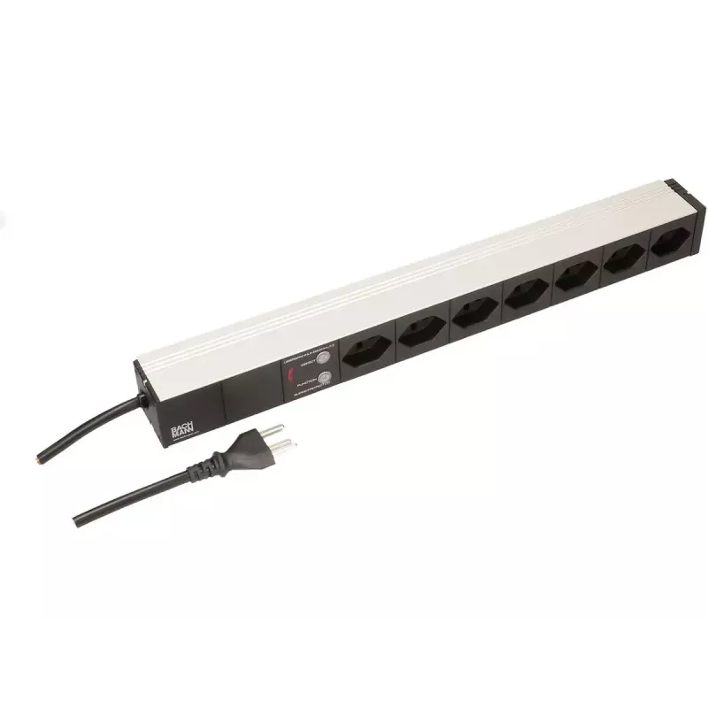 Bachmann 333.0382 19-Zoll-Steckdosenleiste, 7x T23 (CH), Überspannungsschutz, 3 m, Schwarz