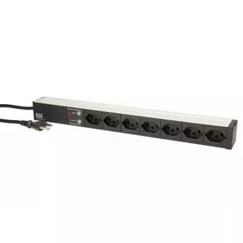 Bachmann 333.0382 19-Zoll-Steckdosenleiste, 7x T23 (CH), Überspannungsschutz, 3 m, Schwarz