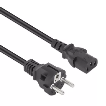 Manhattan Netzkabel, Euro 2-poliger Stecker (CEE 7/4 Schuko) auf C13 Buchse (Kaltgerätekabel), 5m, 10A, Schwarz, lebenslange Garantie