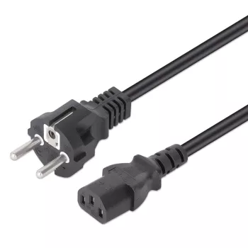 Manhattan Netzkabel, Euro-Stecker 2-polig (CEE 7/4 Schuko) auf C13 Buchse (Kaltgerätestecker), 3 m, 10 A, Schwarz, lebenslange Garantie