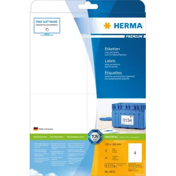 Selbstklebendes Druckeretikett HERMA 8630 A4 105x148 mm