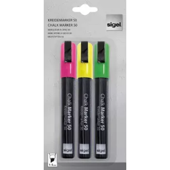 Sigel GL182 Kreidemarker-Set, Grün/Pink/Gelb/Schwarz