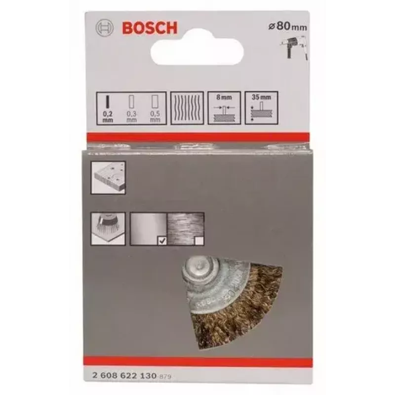 Bosch 2 608 622 130 Rundbürste, gewellter messingbeschichteter Draht, 80 mm, 6 mm Schaft