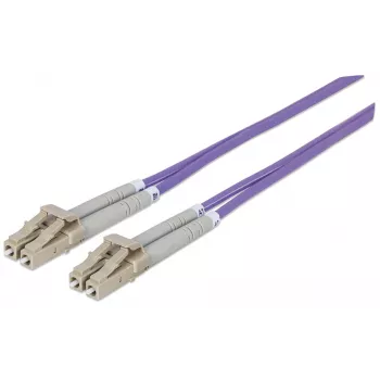 Intellinet Glasfaser-Patchkabel, OM4, LC/LC, 5m, Violett, Duplex, Multimode, 50/125 µm, LSZH, Glasfaser, Lebenslange Garantie