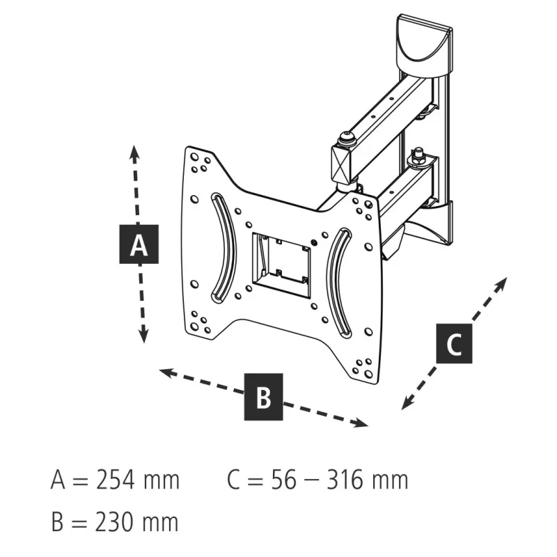 Hama 00118101 FULLMOTION TV-Wandhalterung (48), 2 Arme