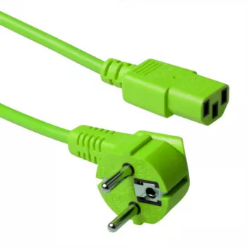 ACT Netzkabel Netzstecker CEE 7/7 Stecker (gewinkelt) – C13 grün 5 m