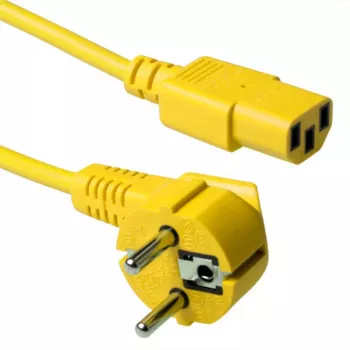 ACT Netzkabel CEE 7/7 Stecker (gewinkelt) - C13 gelb 5 m