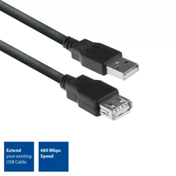 ACT USB 2.0 Verlängerungskabel A Stecker - A Buchse 3 Meter