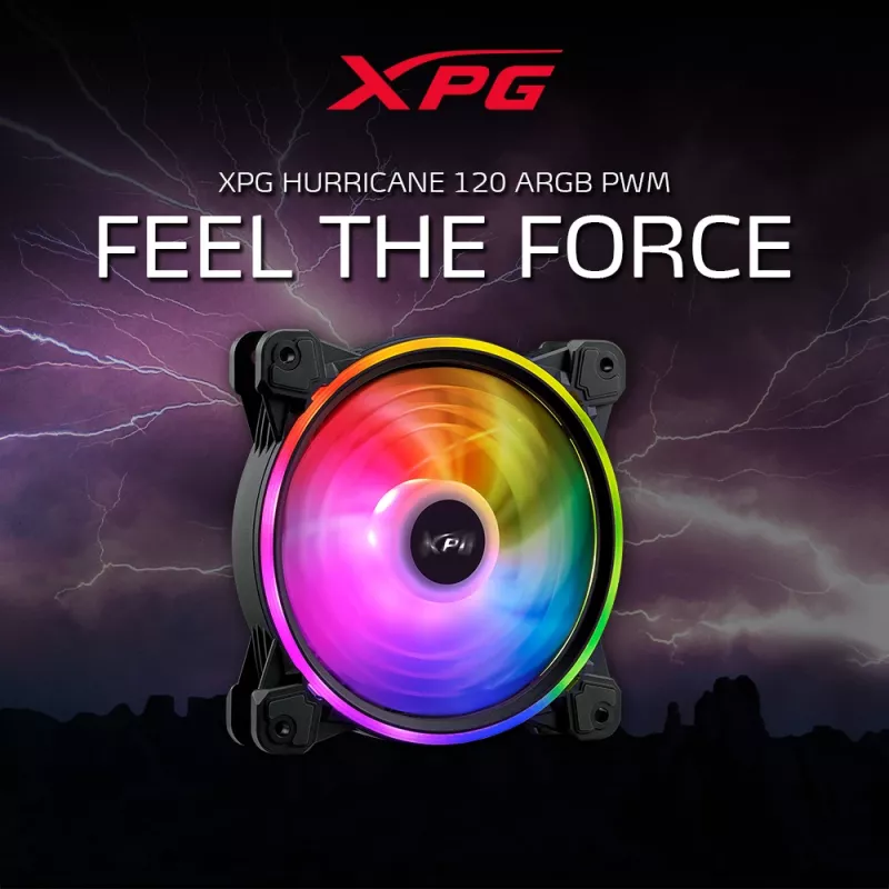 XPG HURRICANE 120 ARGB PWM Schwarz, Lüfter, 12 cm, 600 RPM, 2000 RPM, Schwarz