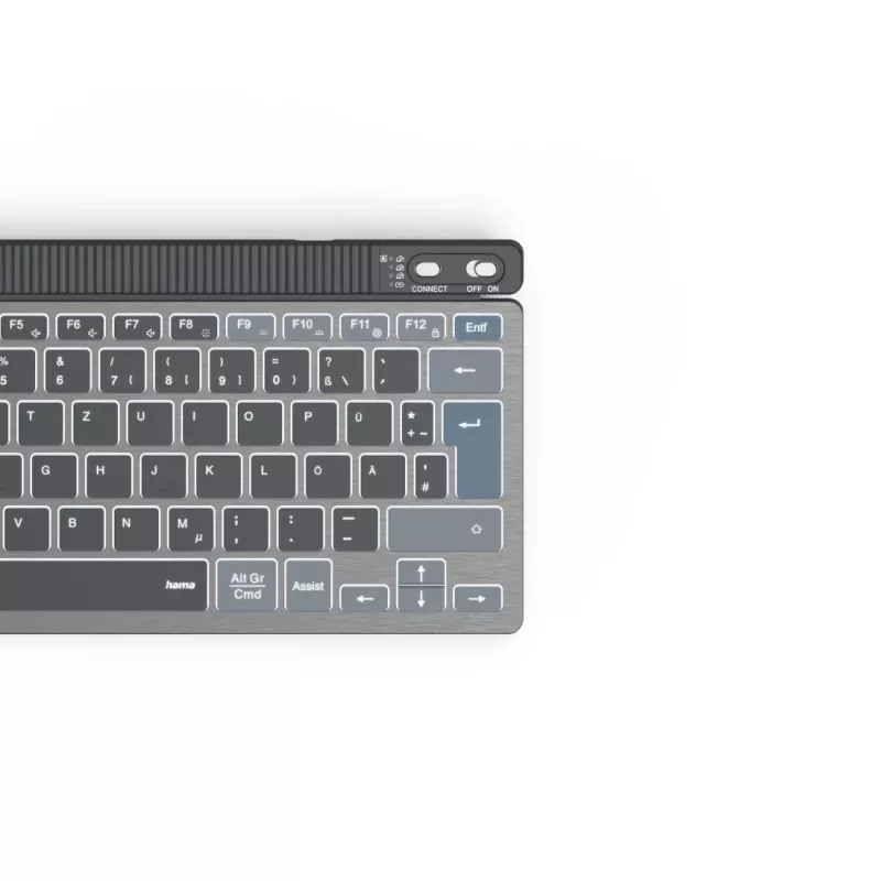 Hama WK-700 Multi-Device-Tastatur, kabellos, beleuchtet, kompakt, QWERTZ, Schwarz