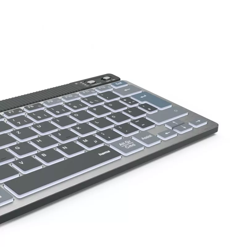 Hama WK-700 Multi-Device-Tastatur, kabellos, beleuchtet, kompakt, QWERTZ, Schwarz