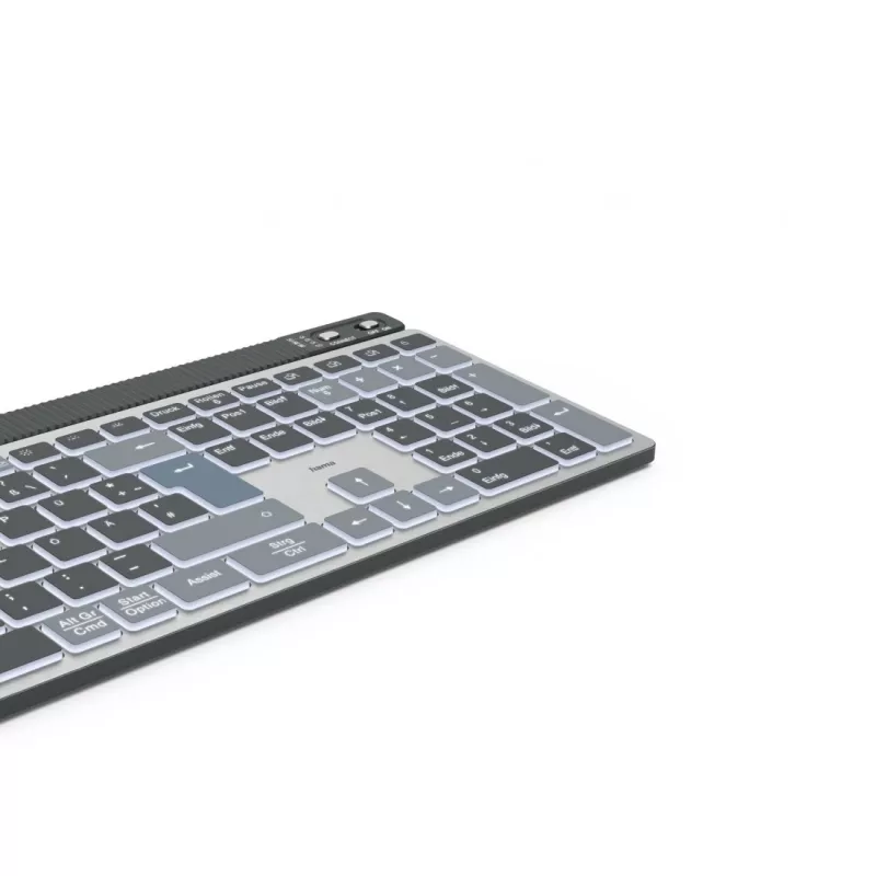 Hama WK-750 Multi-Device-Tastatur, kabellos, beleuchtet, QWERTZ Deutsch, Schwarz