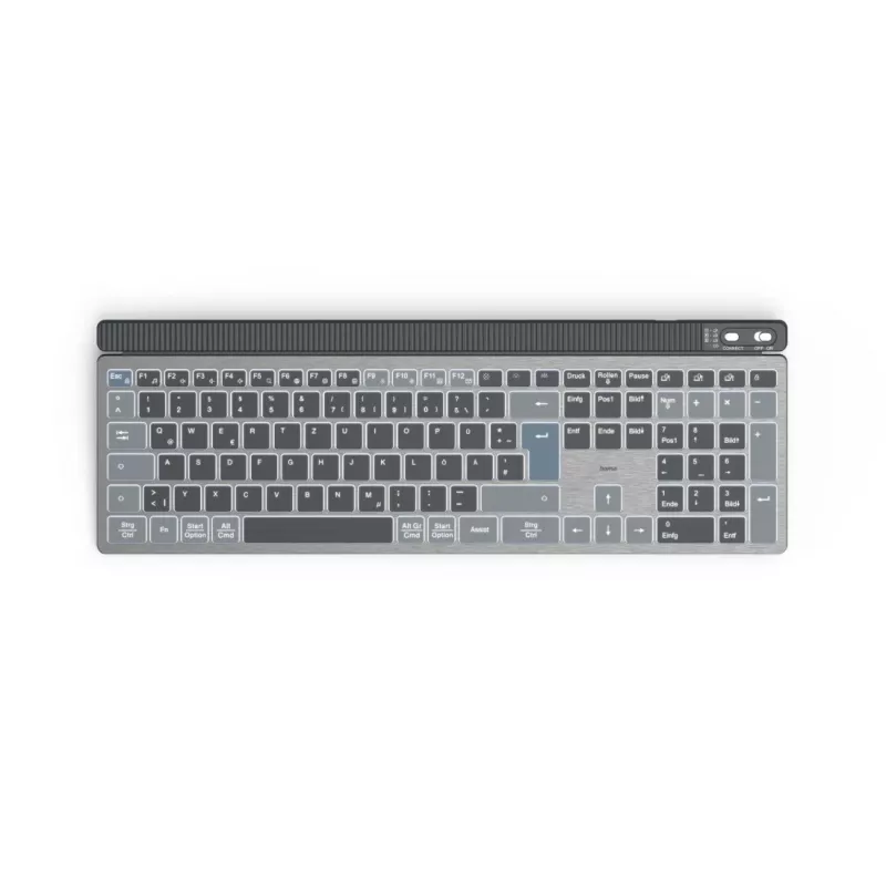 Hama WK-750 Multi-Device-Tastatur, kabellos, beleuchtet, QWERTZ Deutsch, Schwarz