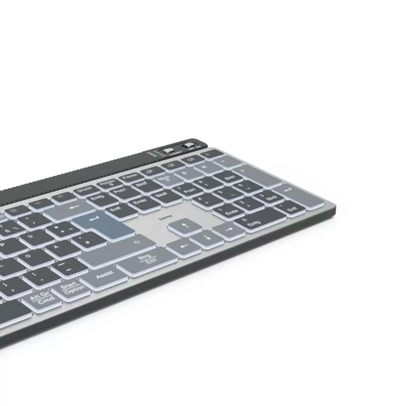 Hama WK-750 Multi-Device-Tastatur, kabellos, beleuchtet, QWERTZ Deutsch, Schwarz