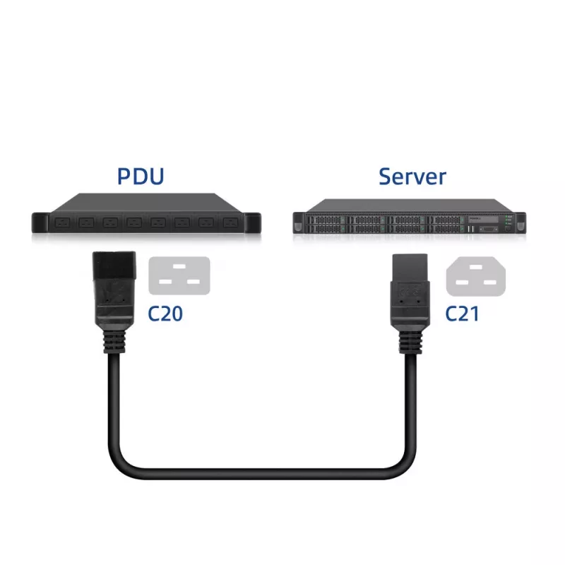 Netzkabel ACT C20–C21 IEC60320 schwarz 1 m, 250 V 16 A