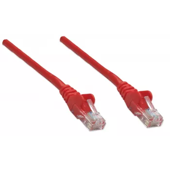 Intellinet Netzwerk-Patchkabel, Cat5e, 7,5 m, Rot, CCA, U/UTP, PVC, RJ45, vergoldete Kontakte, rastnasenfrei, mit Knickschutztülle, lebenslange Garantie