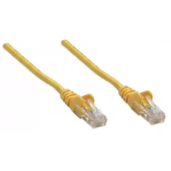 Intellinet Netzwerk-Patchkabel, Cat5e, 3m, Gelb, CCA, U/UTP, PVC, RJ45, vergoldete Kontakte, rastnasenfrei, Knickschutztülle, lebenslange Garantie