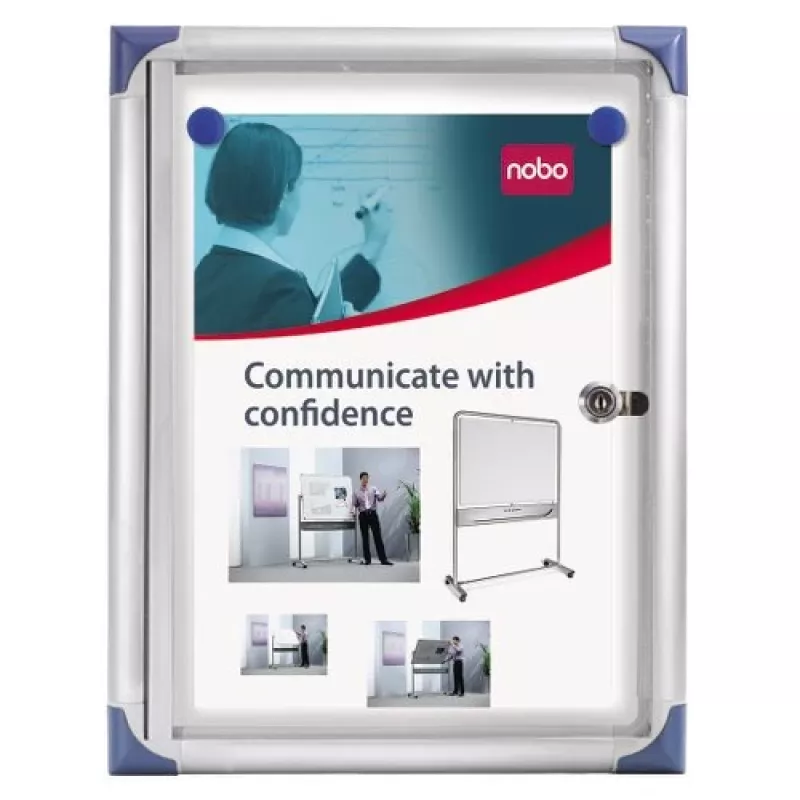 Nobo 1901797 extraflacher Schaukasten, 1 x A4, magnethaftende Metall-Rückwand, für den Innenbereich