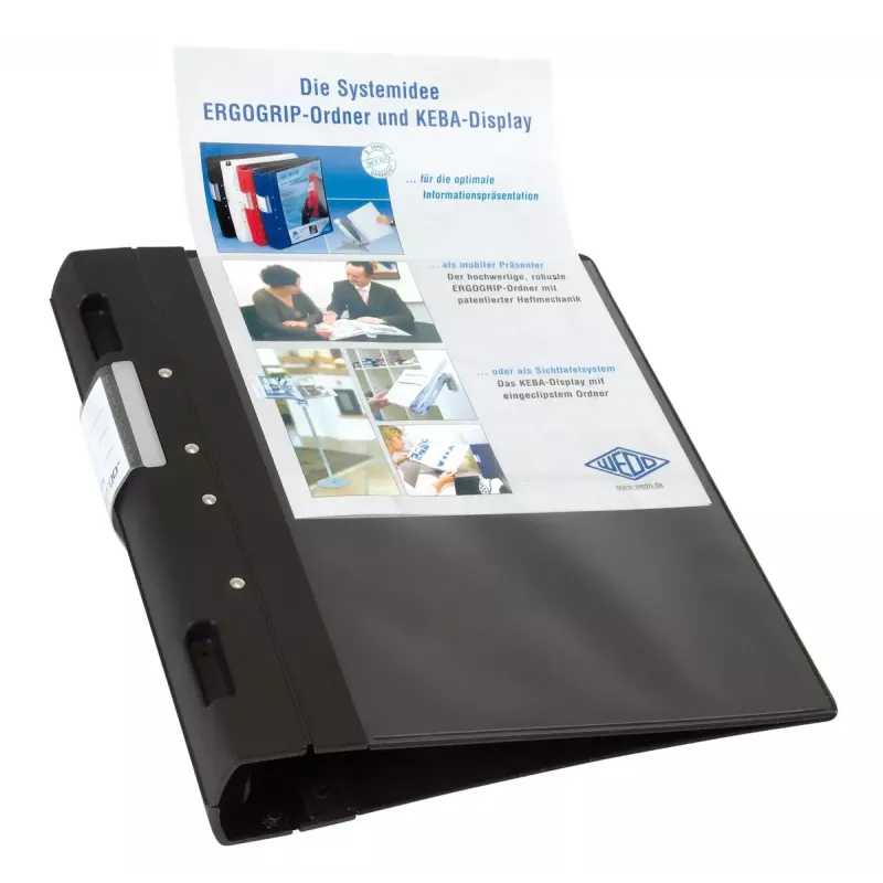 WEDO ERGOGRIP A4 Präsentationsringbuch, 56 mm, Schwarz, 4-Ring, 58 18001