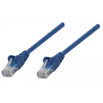 Intellinet Netzwerk-Patchkabel, Cat5e, 1,5 m, Blau, CCA, U/UTP, PVC, RJ45, vergoldete Kontakte, Snagless, mit Knickschutz, lebenslange Garantie
