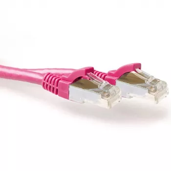 ACT Pink 1,00 m SFTP CAT6A Patchkabel, rastnasenfrei mit RJ45-Steckern