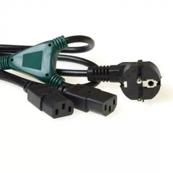 ACT Powercord Splitkabel Netzanschluss CEE7/7 Stecker - 2 x C13 Aufteilung bei: 1,00 m