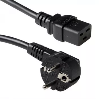 ACT Netzkabel CEE 7/7 Stecker (gewinkelt) - C19 schwarz 0,6 m