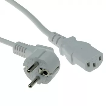 ACT Netzkabel CEE 7/7 Stecker (gewinkelt) - C13 weiß 5 m