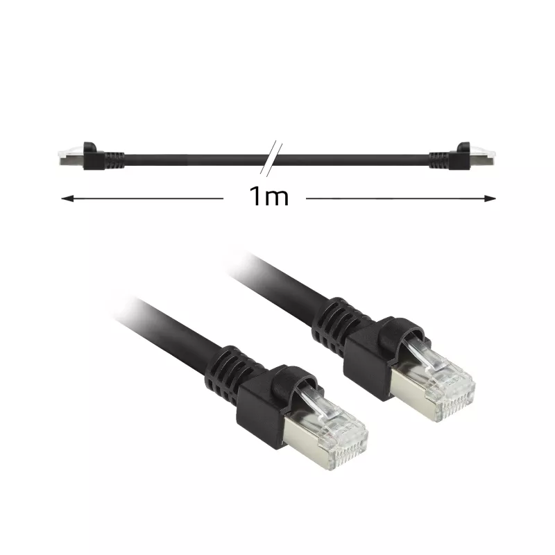 ACT Schwarz 1 meter S/FTP CAT7 PUR flex Patchkabel snagless mit RJ45-Steckern (CAT6A-kompatibel)