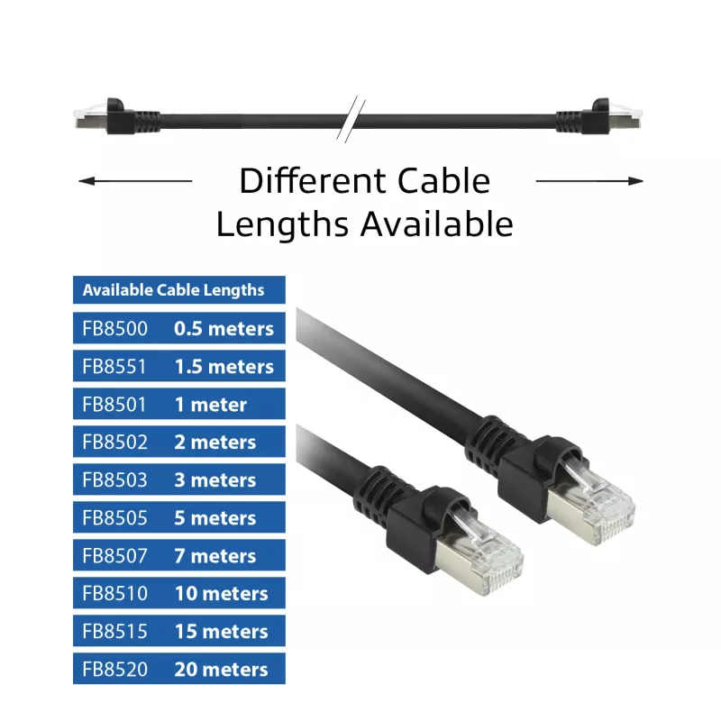 ACT schwarz 15 Meter S/FTP CAT7 PUR Flex-Patchkabel rastnasenfrei mit RJ45-Steckern (CAT6A-konform)